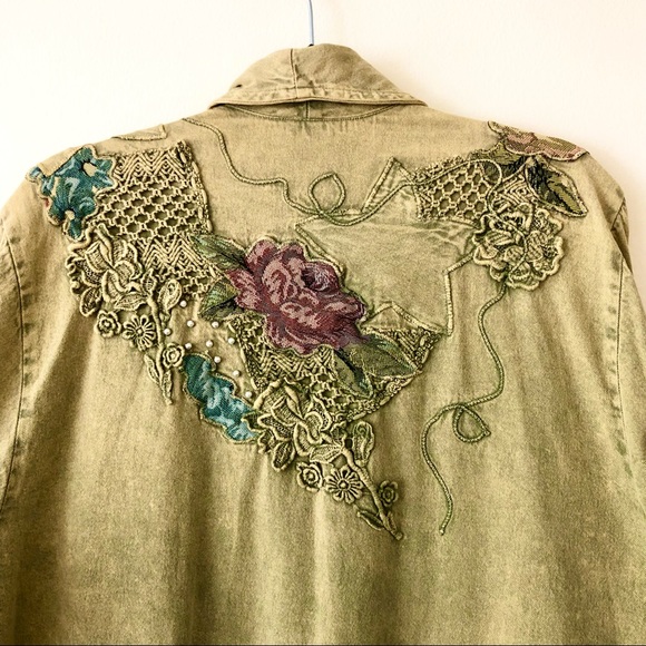 ⚡️Vintage⚡️Marilu Italian Long Embellished Denim Coat - Picture 8 of 13